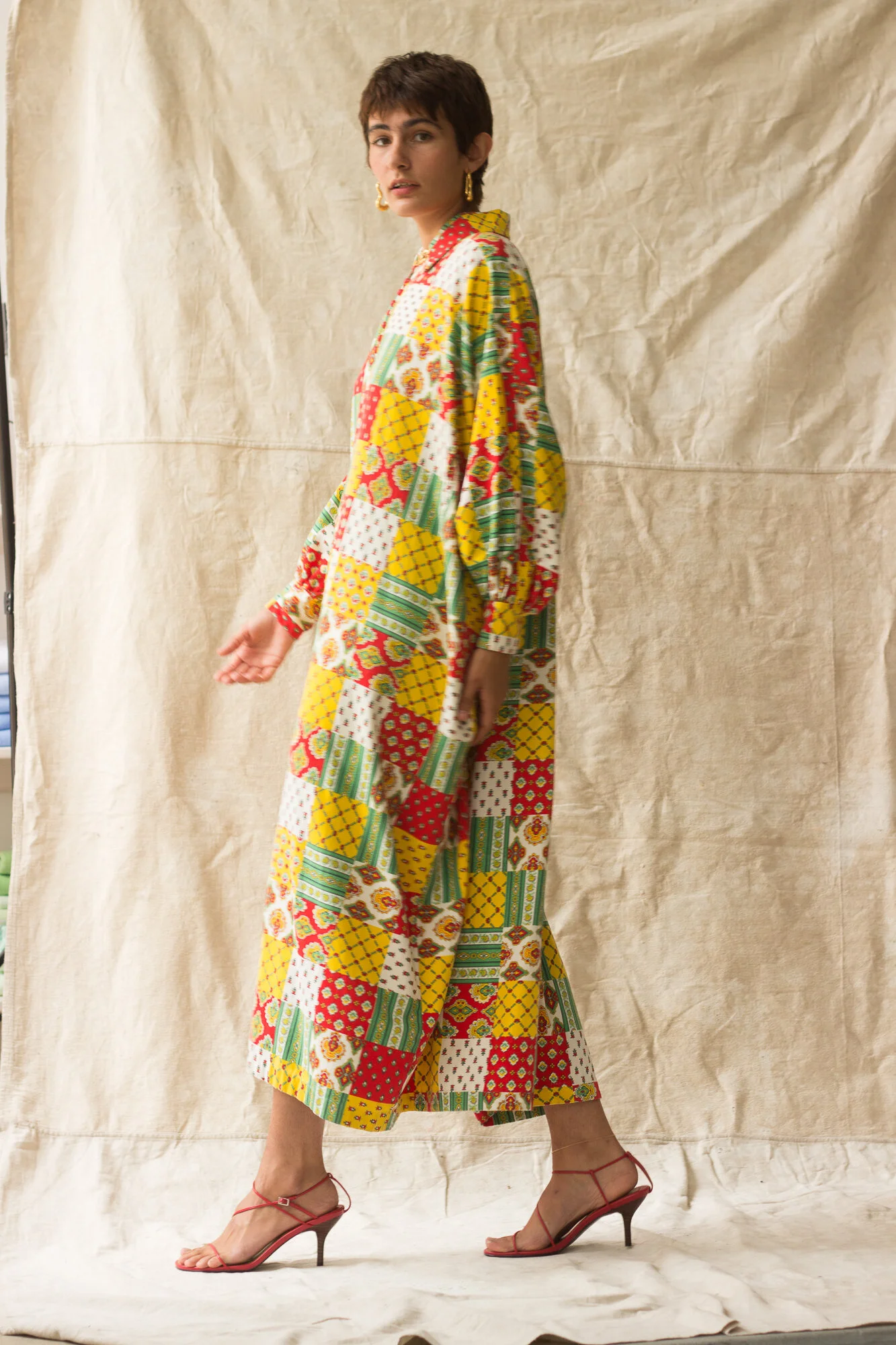 ACA 1960s Patchwork Print Cotton Kaftan — Wayward Collection